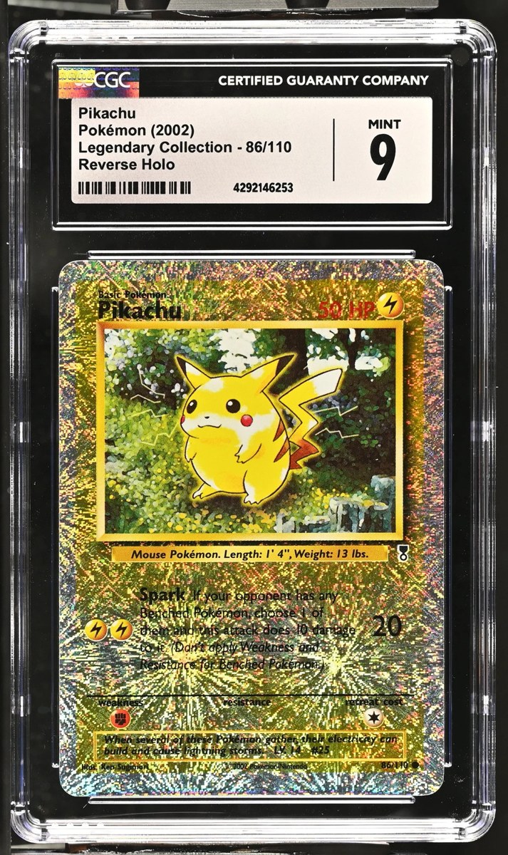 2002 Pokemon Legendary Collection Pikachu Reverse Holo CGC 9 #86/110 Mint — exact graded slab photographed by BlackJadedWolf